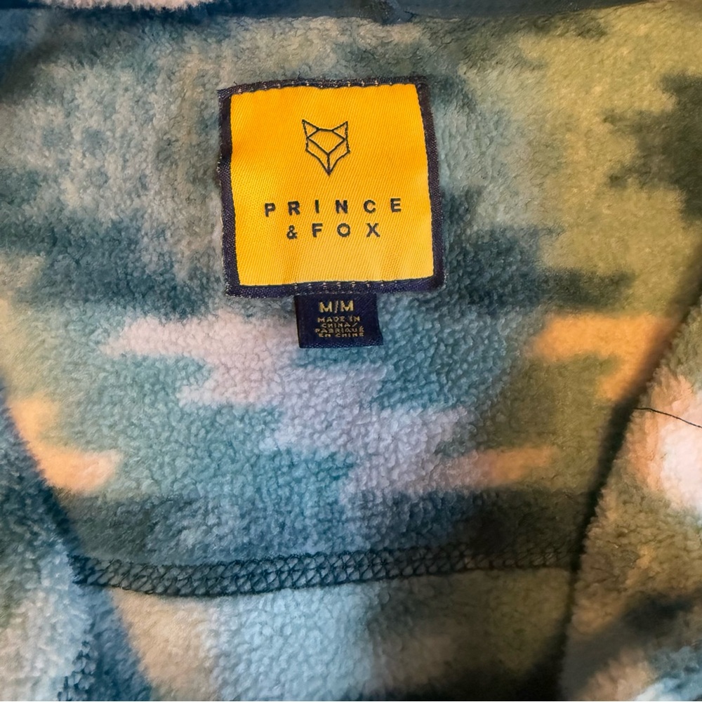 Prince & Fox Fleece Teal Patterned Womens Sweater pullover sweatshirt size M - Picture 7 of 7